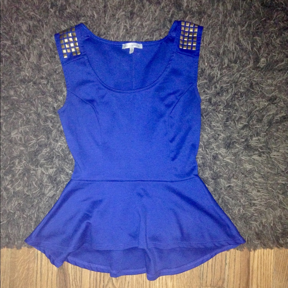 Charlotte Russe Blue Peplum Studded Tank Too